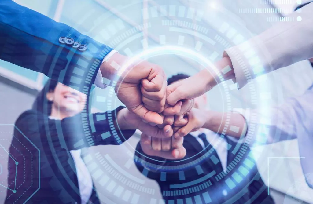 Students Collaborating with Digital Innovation Concept for Study in Europe Planning