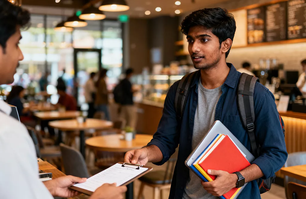 International Student Submitting Study Abroad Application Documents