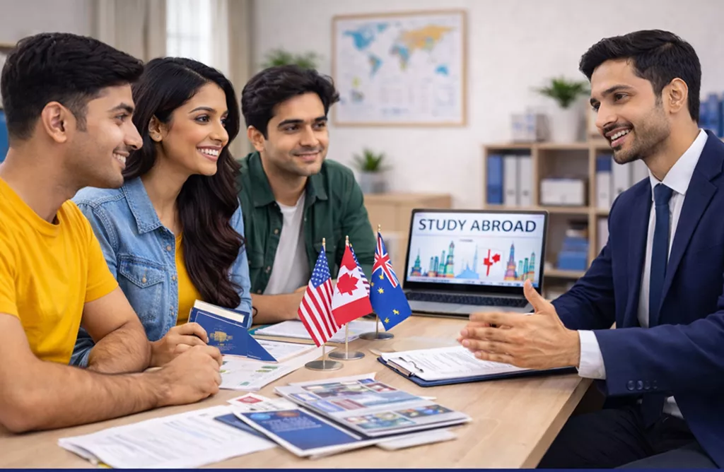 Study abroad consultation session with students planning international education