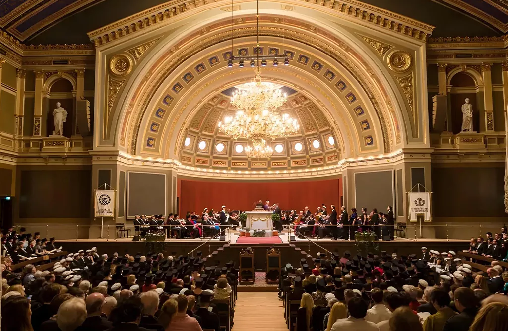 Graduation ceremony at a prestigious university in Sweden for students