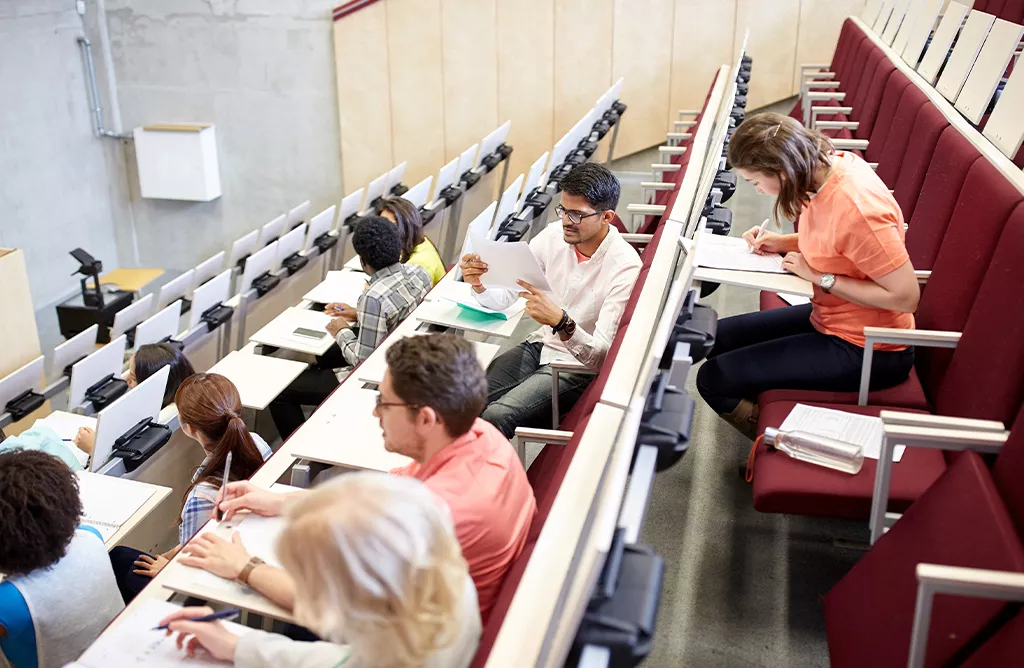 International students attending a university lecture in Italy
