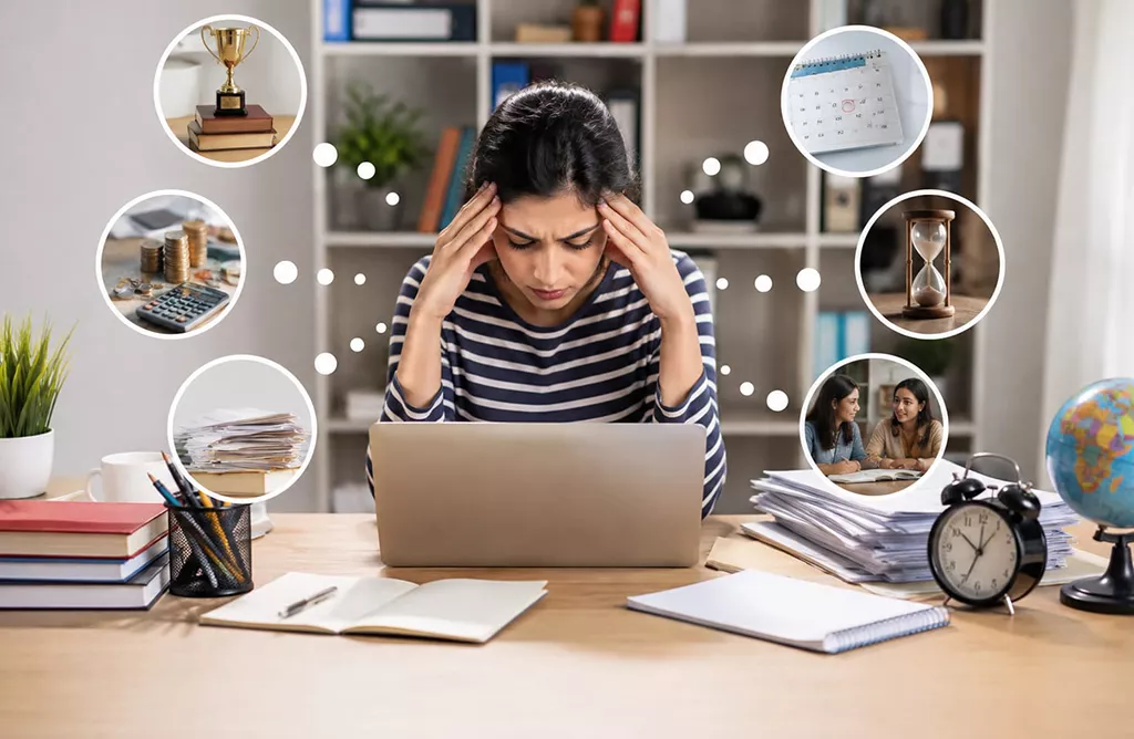 Student managing academic and financial pressures