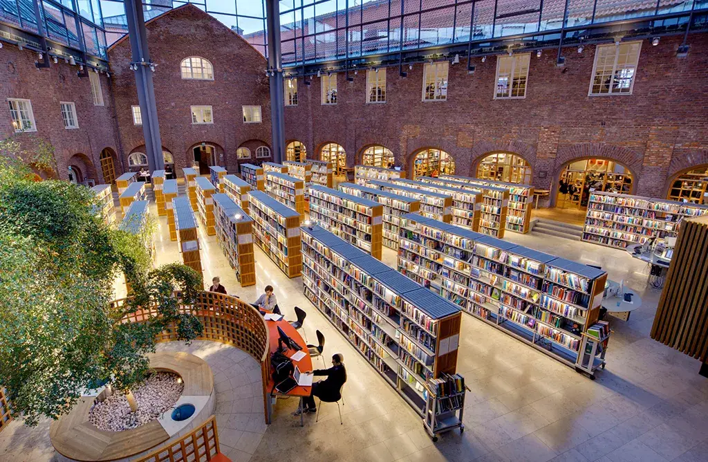 Modern University Library In Sweden For International Students