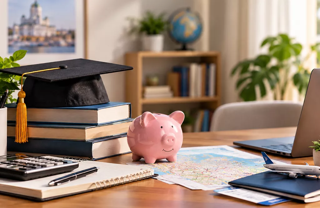 Budget Planning for Studying in Finland With Books and Graduation Cap