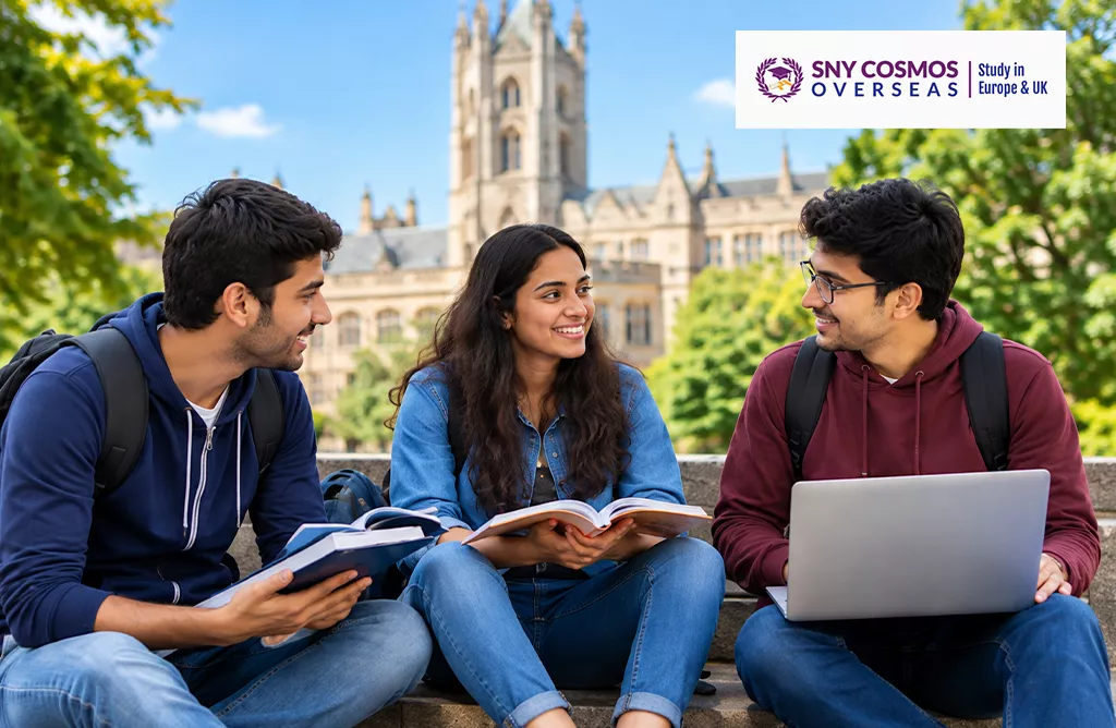 International University Students Exploring Courses and Campus Life Together